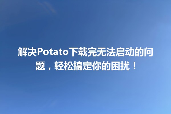 🚀解决Potato下载完无法启动的问题，轻松搞定你的困扰！