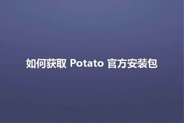 如何获取 Potato 官方安装包 📦🥔