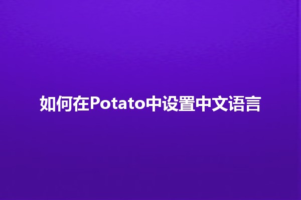 如何在Potato中设置中文语言 🌟🍟