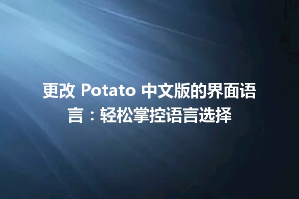 更改 Potato 中文版的界面语言：轻松掌控语言选择 🌐✨