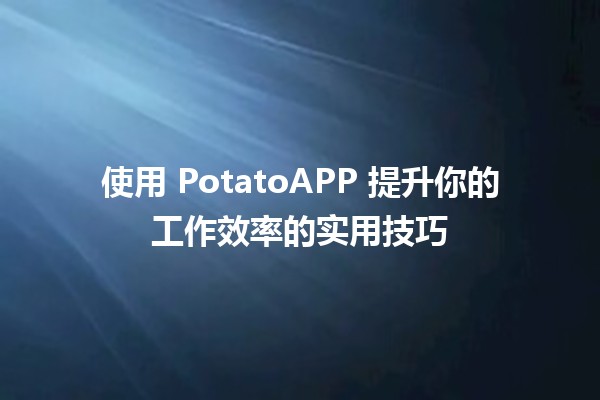 🚀 使用 PotatoAPP 提升你的工作效率的实用技巧 🌟