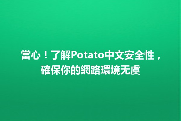 🍟 當心！了解Potato中文安全性，確保你的網路環境无虞 🔒