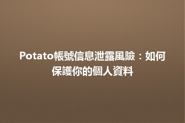 Potato帳號信息泄露風險⚠️：如何保護你的個人資料