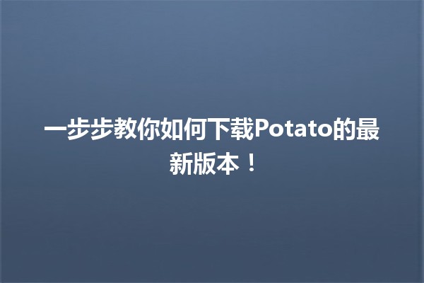 🍟 一步步教你如何下载Potato的最新版本！