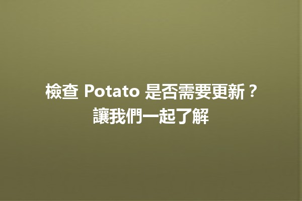 檢查 Potato 是否需要更新？讓我們一起了解🍽️🛠️