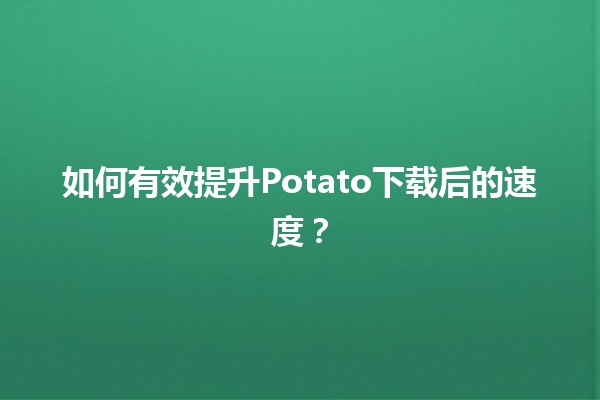 🚀 如何有效提升Potato下载后的速度？