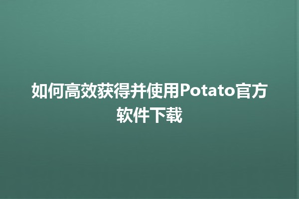 如何高效获得并使用Potato官方软件下载🎮🔥