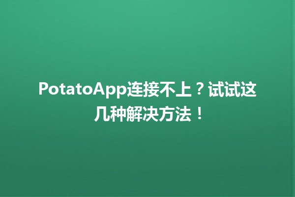 🚀PotatoApp连接不上？试试这几种解决方法！